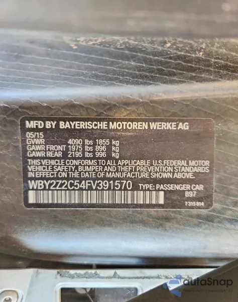 2015 BMW I8 z USA, uszkodzony, nr VIN WBY2Z2C54FV391570